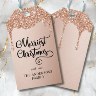 Personalised Dripping Glitter Merriest Christmas Gift Tags