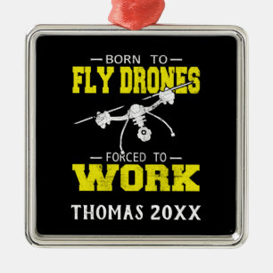 Personalised Drone Pilot Multirotor Quadcopter Metal Tree Decoration