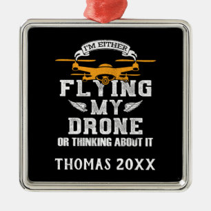 Personalised Drone Pilot Multirotor Quadcopter Metal Tree Decoration