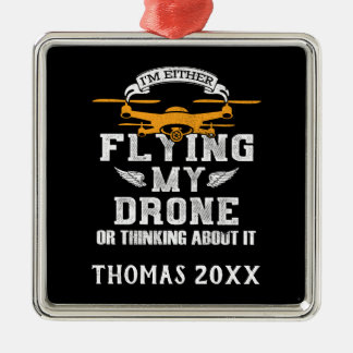 Personalised Drone Pilot Multirotor Quadcopter Metal Tree Decoration