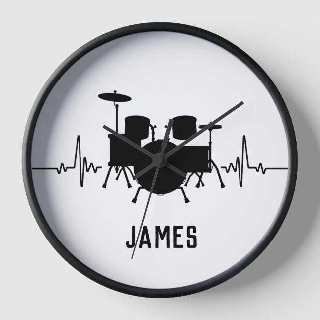  Personalised drummer  Clock (Front)