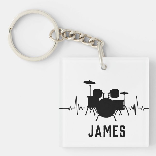 Personalised drummer  key ring (Front)