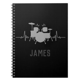 Personalised Drums Heartbeat - Funny drummer  Notebook