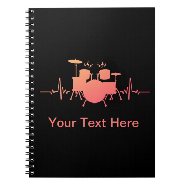 Personalised Drums Heartbeat - Funny drummer Notebook (Front)