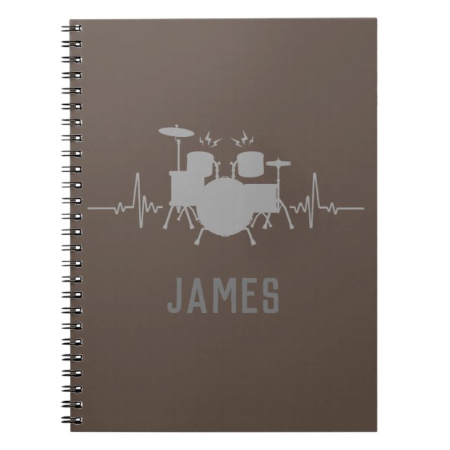Personalised Drums Heartbeat - Funny drummer  Notebook (Front)