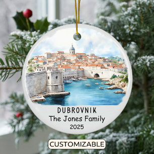 Personalised Dubrovnik Ornament, Croatia Ceramic Tree Decoration