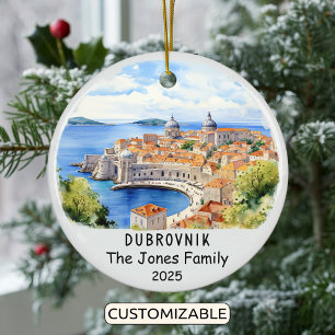 Personalised Dubrovnik Ornament, Croatia Ceramic Tree Decoration