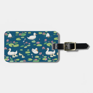 Personalised Duck Waterlily Navy Blue Luggage Tag