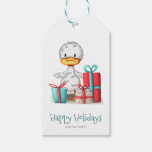 Personalised Duck with Presents Family Holiday  Gift Tags