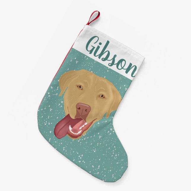 Personalised Dudley Labrador Christmas Small Christmas Stocking (Front (Hanging))