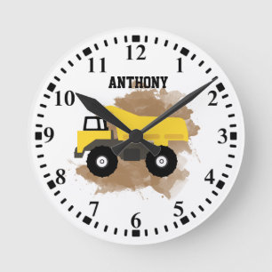 Personalised Dump Truck Construction Mud Round Clock