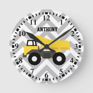 Personalised Dump Truck Construction Trucks Round Clock