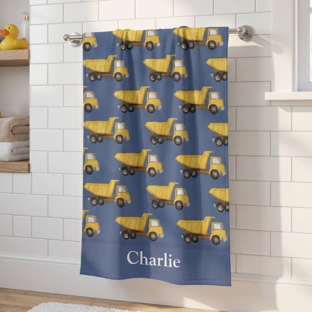 Personalised Dump Truck Kids Bath Towel (Creator Uploaded)