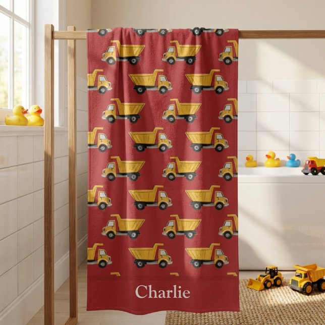 Personalised Dump Truck Kids Bath Towel (Creator Uploaded)