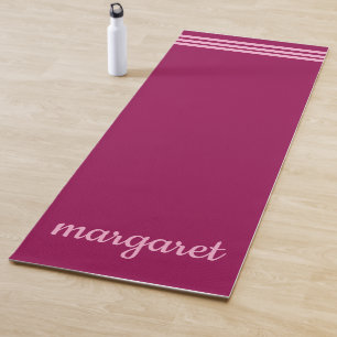 Personalised Dusky Maroon w/ Pink Stripes Yoga Mat