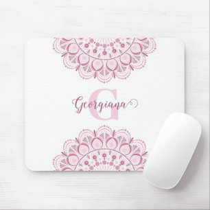 Personalised Dusky Rose Confetti Lace Dot Mandala Mouse Mat