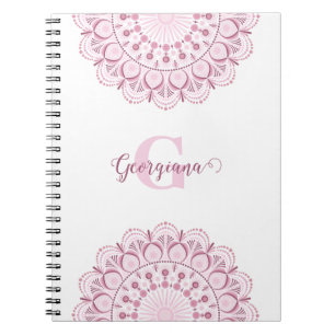 Personalised Dusky Rose Confetti Lace Dot Mandala Notebook