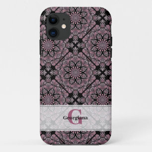Personalised Dusky Rose Floral Fronds Mandala Tile iPhone 11 Case
