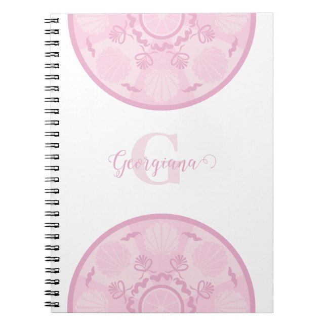 Personalised Dusky Rose Grand Millennial Mandala Notebook (Front)
