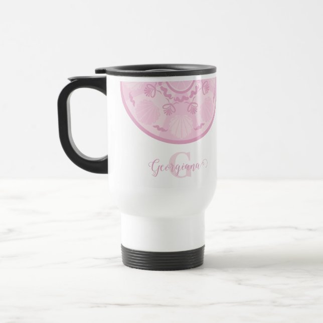Personalised Dusky Rose Grand Millennial Mandala Travel Mug (Left)