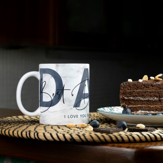 Personalised Dusty Blue Best Dad Quote Fathers Day Coffee Mug (Easily personalize this Best Dad Ever mug a gift he'll treasure, perfect for any occasion)