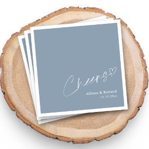 Personalised Dusty Blue Cheers: Wedding Toast Napkin