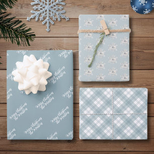 Personalised Dusty Blue Christmas Wrapping Paper Sheet