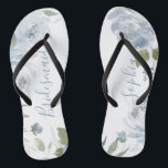 Personalised dusty blue floral bridesmaid flip flops<br><div class="desc">Modern watercolor floral in dusty blue and sage green,  elegant and romantic,   great personalised bridal party bridesmaid gifts</div>