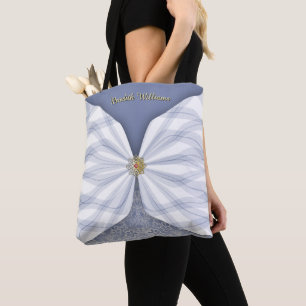 Personalised Dusty Blue Jewel Textile Illusion Tote Bag