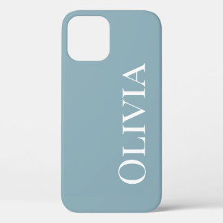 Personalised Dusty Blue Modern Typography iPhone 12 Pro Case