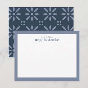 Personalised Dusty Blue Retro Flower Card