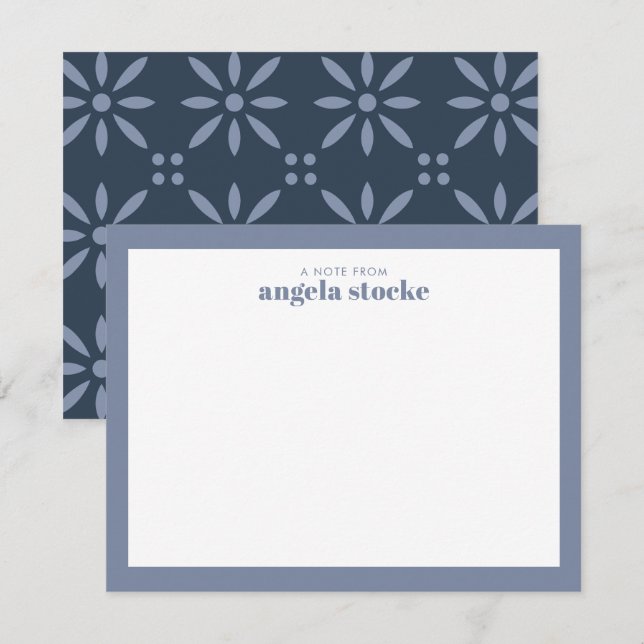Personalised Dusty Blue Retro Flower Card (Front/Back)