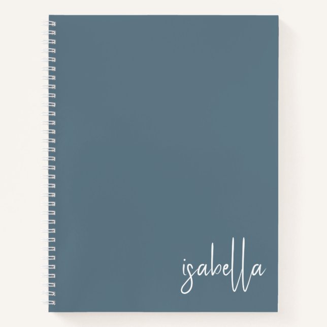 Personalised Dusty Blue Spiral Notebook (Front)