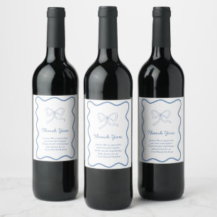 Personalised Dusty Blue Thank You Note Wine Label