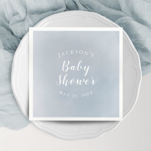 Personalised Dusty Blue Watercolor Baby Shower Napkin