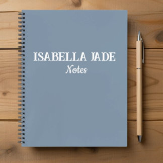 Personalised Dusty Blue Wide Ruled Spiral Notebook