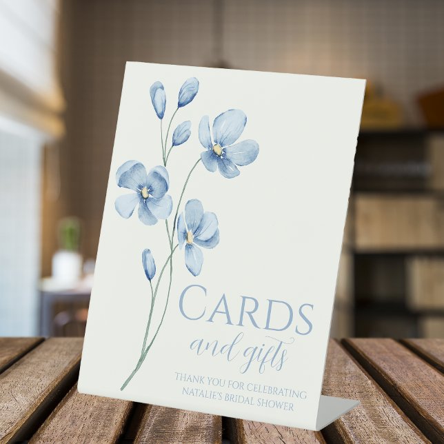 Personalised Dusty Blue Wildflower Bridal Shower Pedestal Sign (Creator Uploaded)
