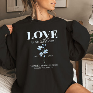 Personalised Dusty Blue Wildflower Bridal Shower Sweatshirt