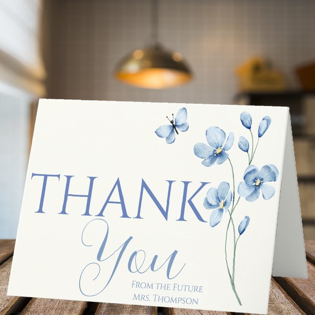 Personalised Dusty Blue Wildflower Bridal Shower Thank You Card (Creator Uploaded)