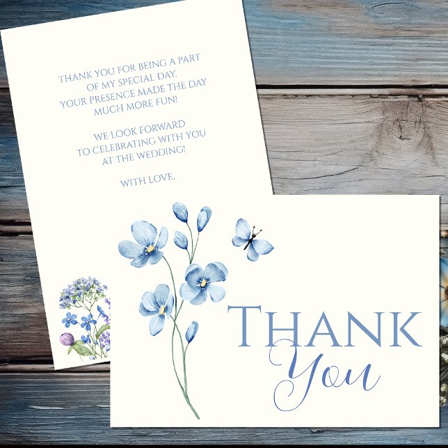 Personalised Dusty Blue Wildflower Bridal Shower Thank You Card (Creator Uploaded)