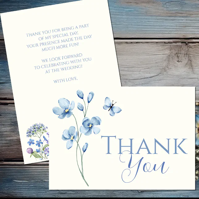 Personalised Dusty Blue Wildflower Bridal Shower Thank You Card | Zazzle