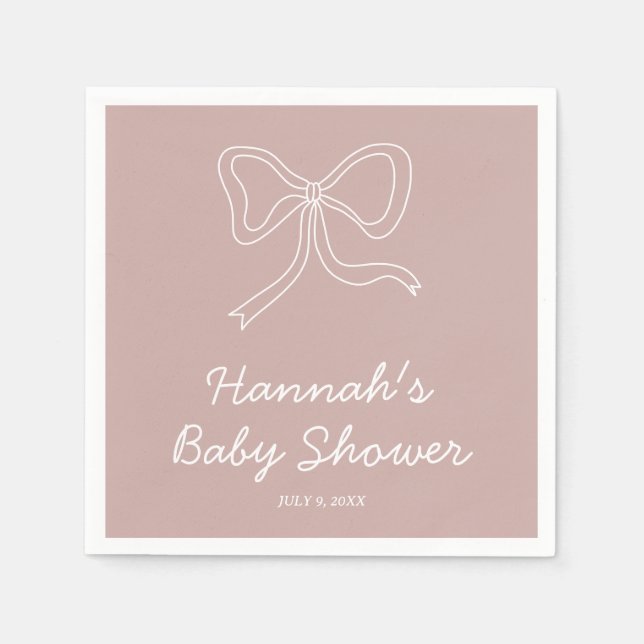 Personalised Dusty Pink Baby Shower Napkins (Front)