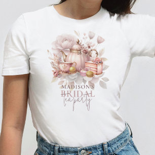 Personalised Dusty Pink Watercolor Bridal Tea T-Shirt