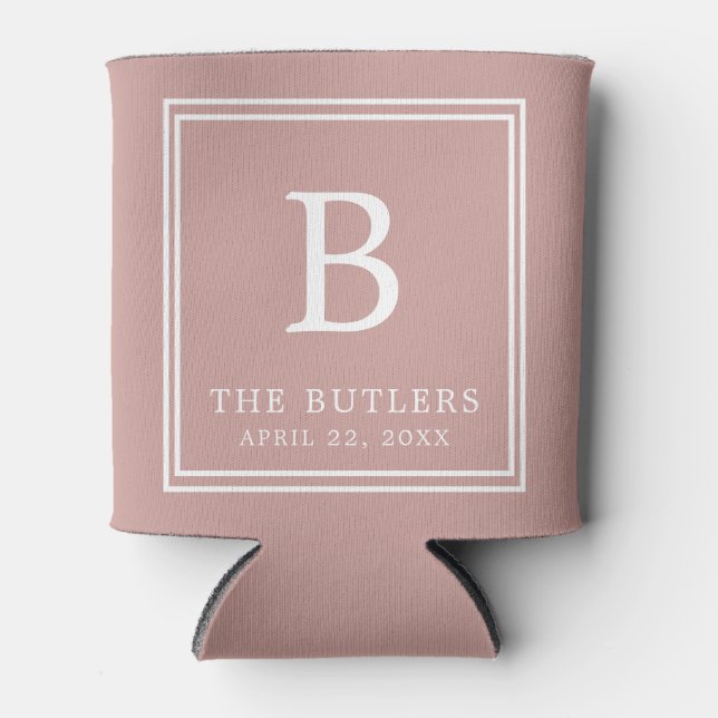 Personalised Dusty Rose/Blush Wedding Can Cooler (Front)