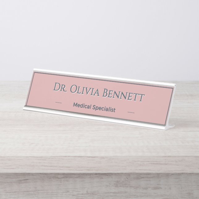 Personalised Dusty Rose Charcoal Name Plate (Front)