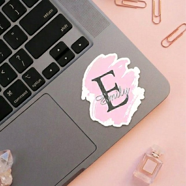 Personalised Dusty Rose Monogrammed Stickers (Fully customizable monogram vinyl sticker)
