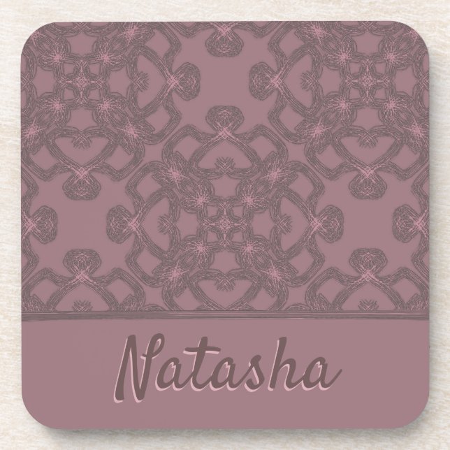 Personalised Dusty Rose Pattern Coaster (Front)