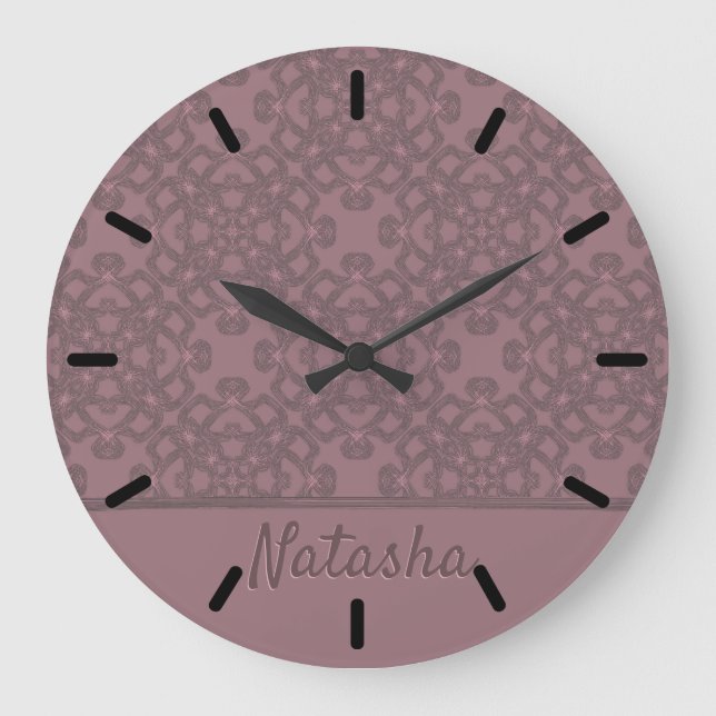 Personalised Dusty Rose Pattern Large Clock (Front)