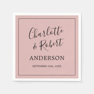 Personalised Dusty Rose Pink Black Wedding Napkin