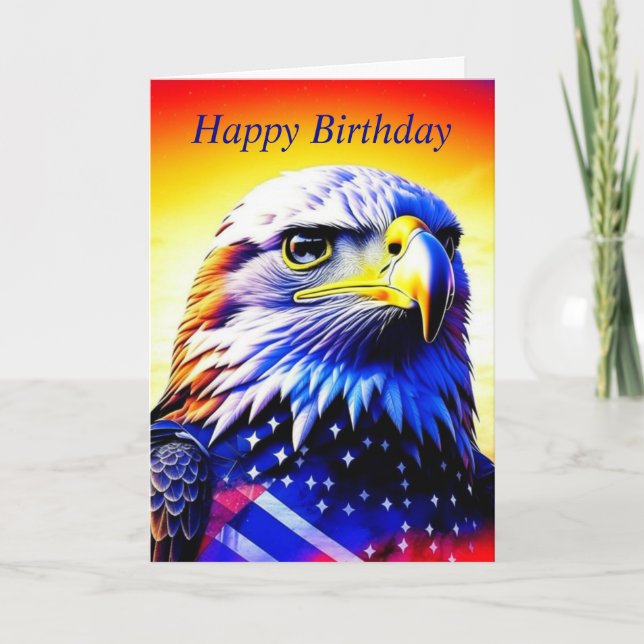 Personalised Eagle and American Flag Birthday Card (Front)